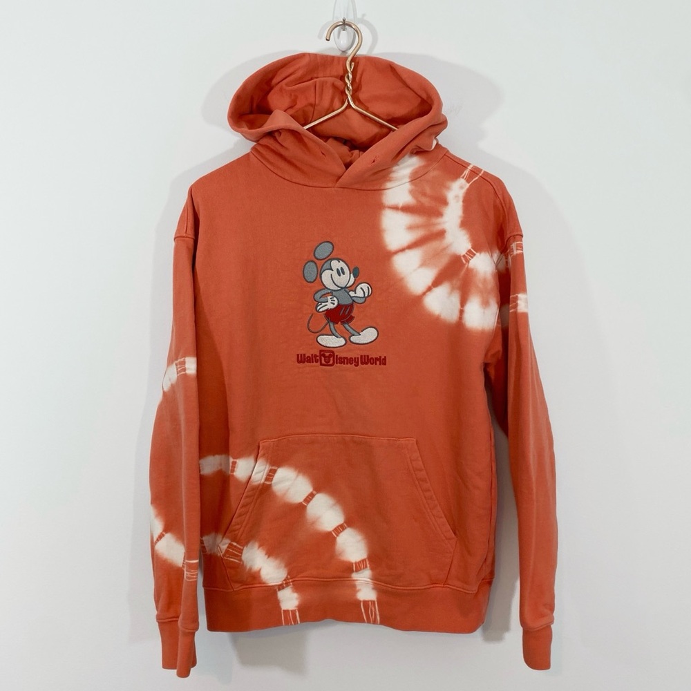 Walt‎ Disney World Small Orange Tie Dye Hooded Sweatshirt Hoodie Mickey Mouse